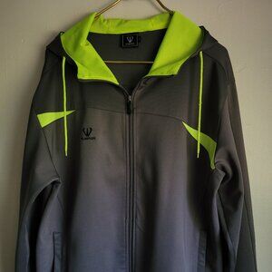 Sport Fuerza jacket women hood Dark Gray Plus sz long sleeve zipper 2 pockets